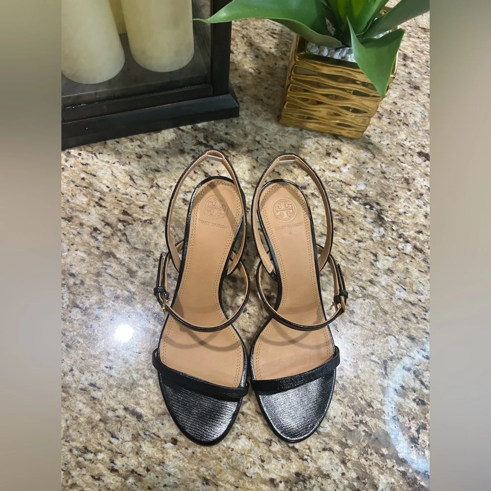 Tory Burch Penelope 65MM Elegant Black Slingback Sandals Heels 8.5